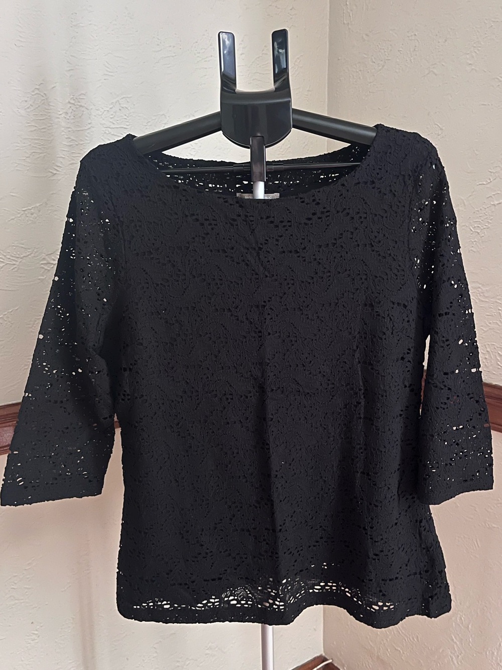 Banana Republic Black Lace 3/4 Sleeve Shirt Size 16 NWT
